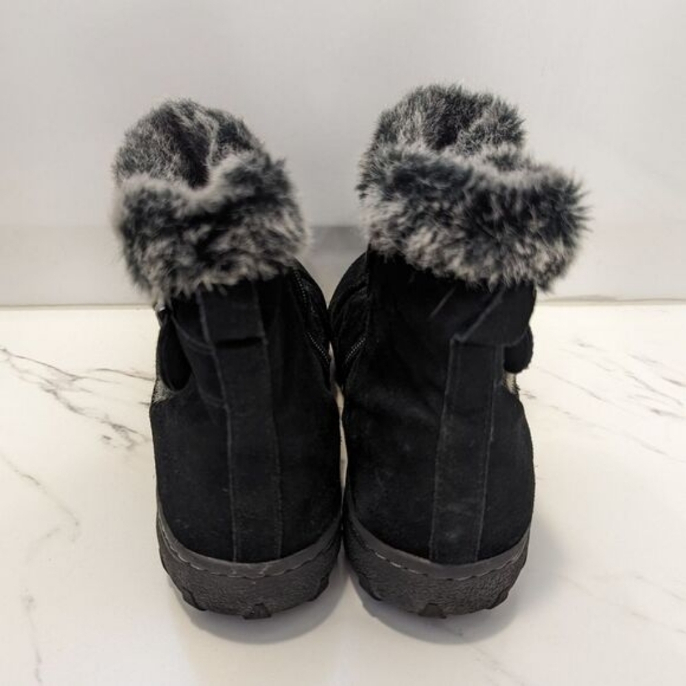Khombu Women's Black All-Weather Lindsey Suede Winter Snow Boots Grey Faux Fur 9 - Picture 4 of 16